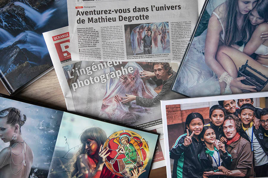 articles de journal et interviews du photographe français Mathieu Degrotte